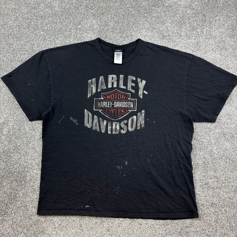 Vintage Y2K Harley Davidson Shirt Men 2XL Black Motorcycle Biker Alligator Paint